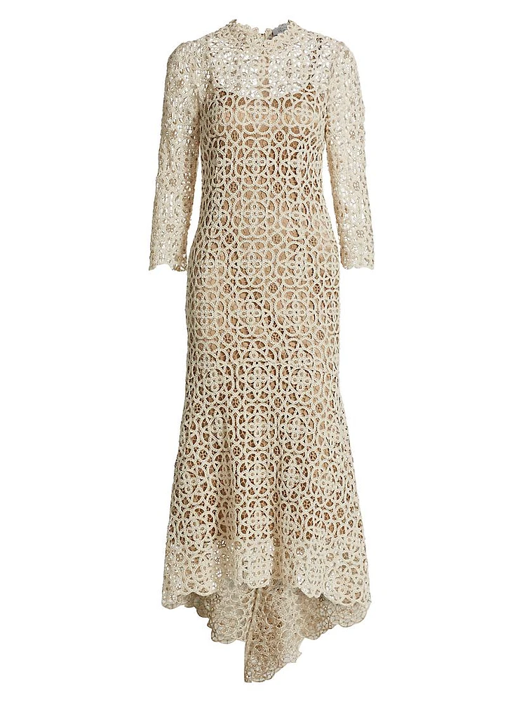 Lace Crochet HIgh-Low Cocktail Dress