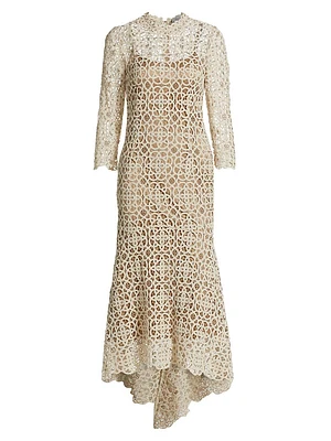 Lace Crochet HIgh-Low Cocktail Dress