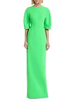 Crêpe Tucked Sleeve Column Gown