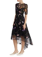 Embroidered Floral Tulle Fit-N-Flare Dress