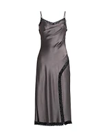 Lace-Trim Satin Dress