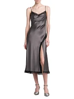 Lace-Trim Satin Dress