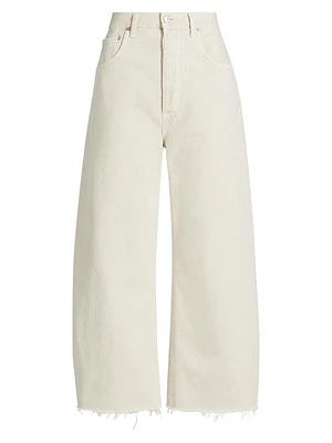 Ayla Twill Crop Raw-Edge Pants