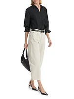 Ayla Twill Crop Raw-Edge Pants