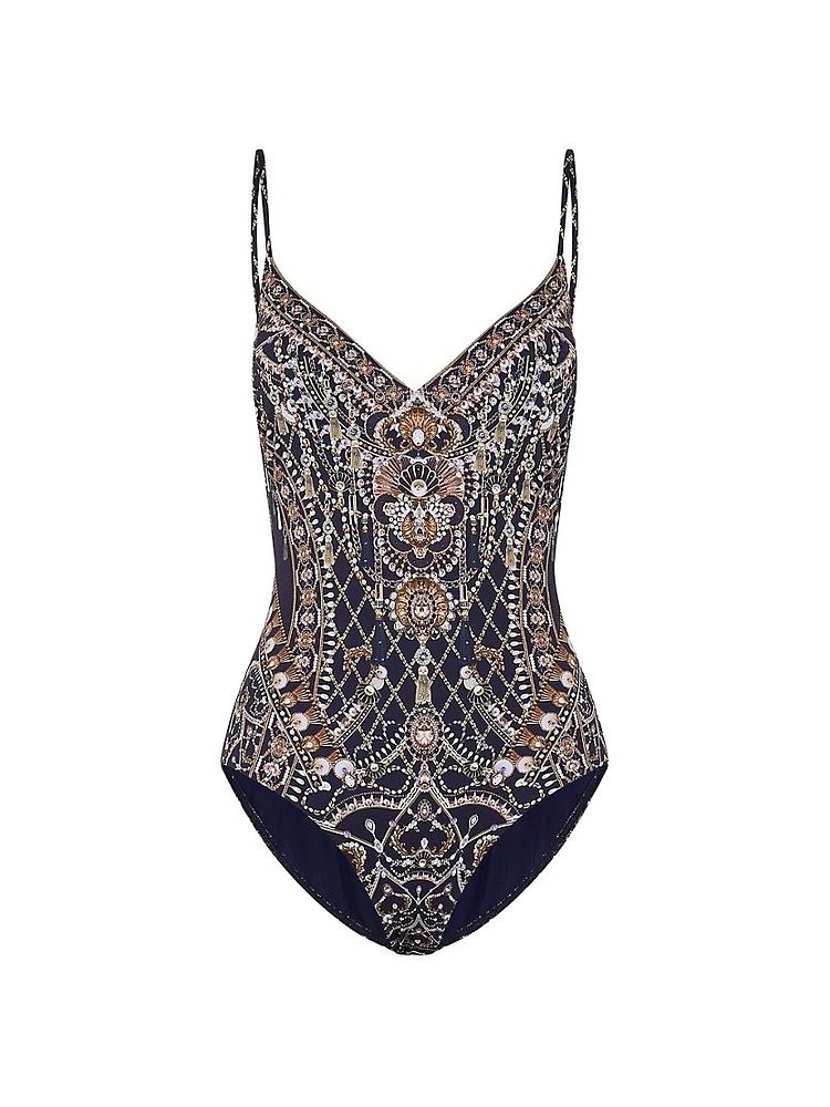 Ornate-Print One-Piece Swimsuit