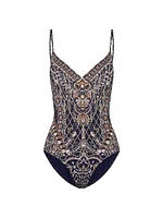 Ornate-Print One-Piece Swimsuit