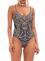 Ornate-Print One-Piece Swimsuit