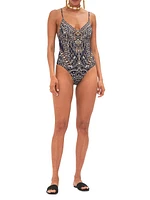 Ornate-Print One-Piece Swimsuit