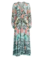 Floral Silk Wrap-Tie Maxi Dress