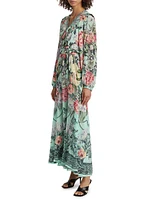 Floral Silk Wrap-Tie Maxi Dress