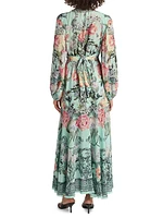 Floral Silk Wrap-Tie Maxi Dress