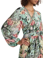 Floral Silk Wrap-Tie Maxi Dress