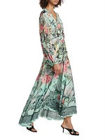 Floral Silk Wrap-Tie Maxi Dress