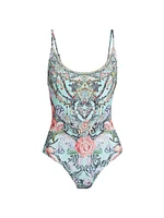 Floral Scoopneck One-Piece Swimsuit