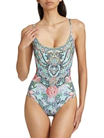 Floral Scoopneck One-Piece Swimsuit