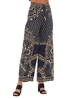 Printed Silk Wide-Leg Lounge Pants