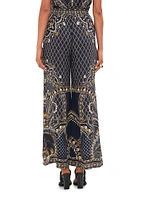 Printed Silk Wide-Leg Lounge Pants