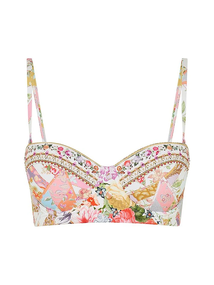 Patchwork Floral Balconette Underwire Bikini Top