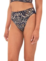 Printed High-Waisted Bikini Bottom