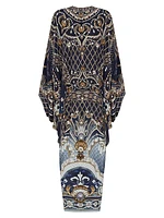 Printed Silk T-Shape Long Kaftan