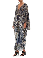 Printed Silk T-Shape Long Kaftan