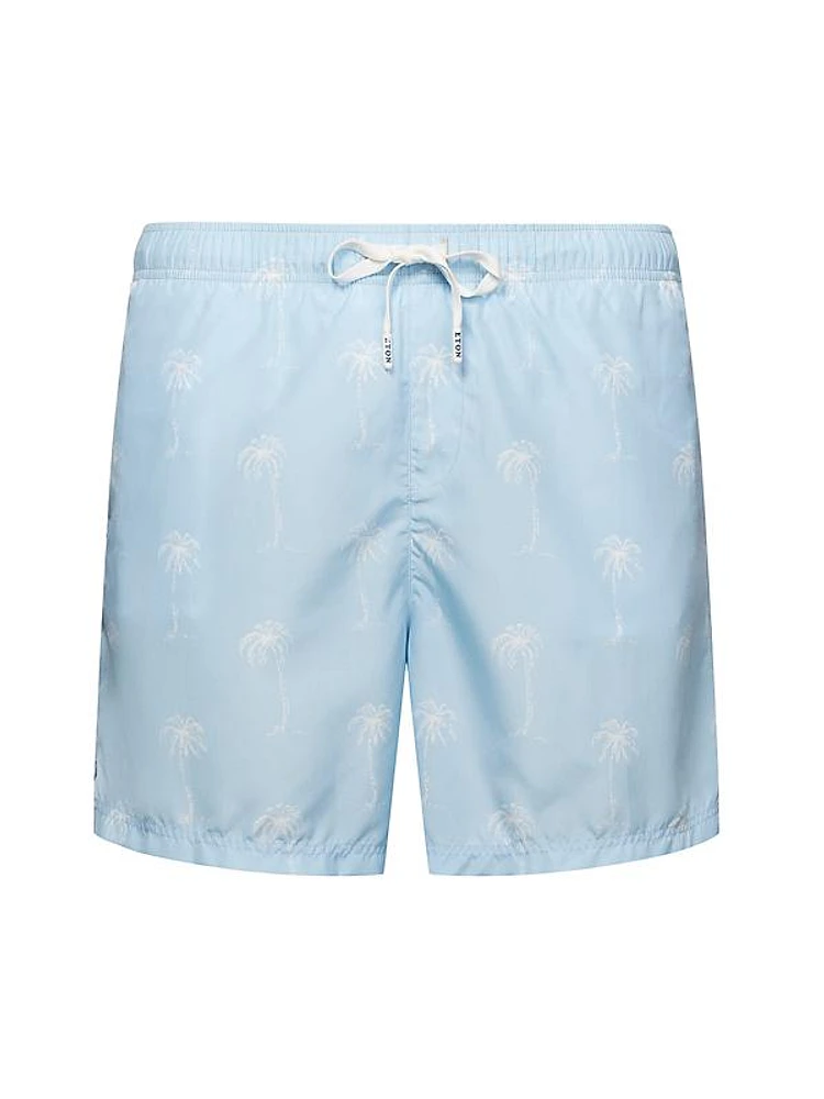 Palm Tree Drawstring Swim Shorts