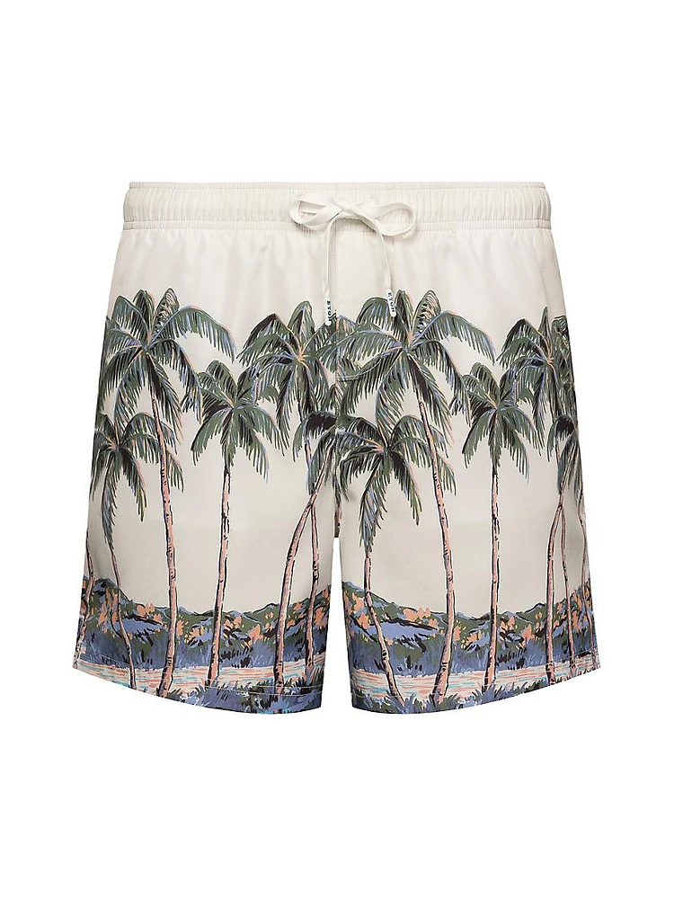 Palm Tree Drawstring Swim Shorts