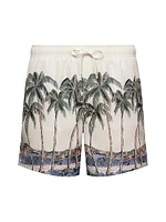 Palm Tree Drawstring Swim Shorts