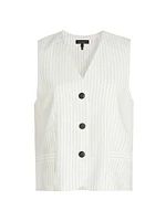 Erin Pinstripe Cotton-Linen Vest