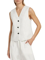 Erin Pinstripe Cotton-Linen Vest