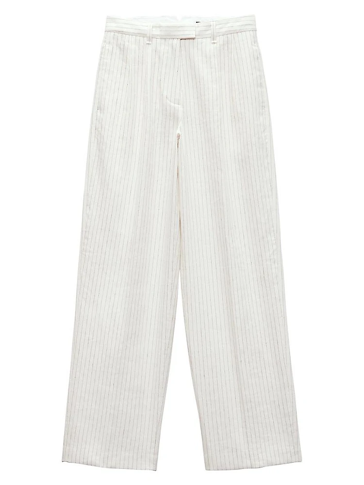 Newman Stripe Cotton-Linen Pants