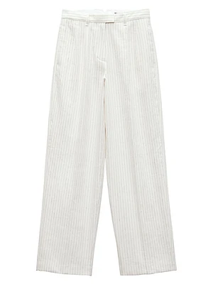 Newman Stripe Cotton-Linen Pants