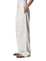 Newman Stripe Cotton-Linen Pants