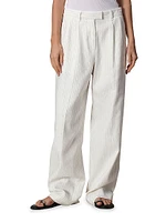 Newman Stripe Cotton-Linen Pants