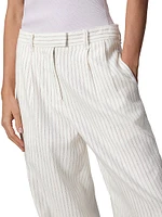 Newman Stripe Cotton-Linen Pants