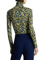 Western Paisley Turtleneck Top