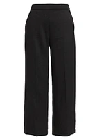 Linen-Blend Cropped Pull-On Pants