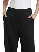 Linen-Blend Cropped Pull-On Pants