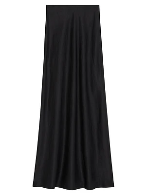 Fluid Linen-Blend Maxi Skirt