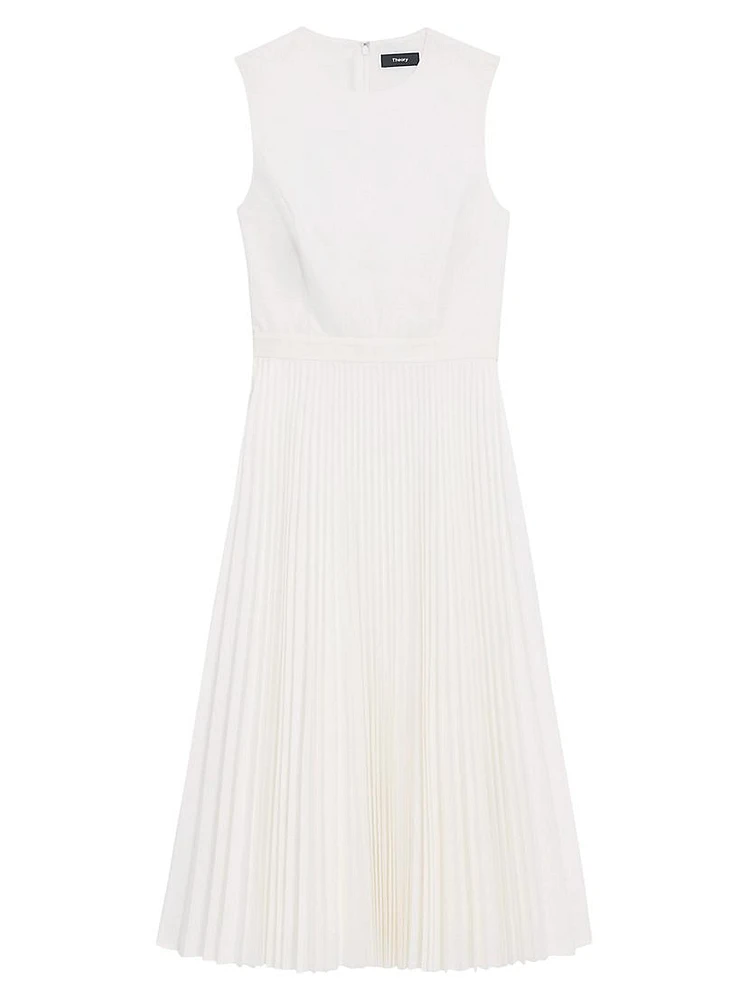 Pleated Sleeveless Midi-Dress