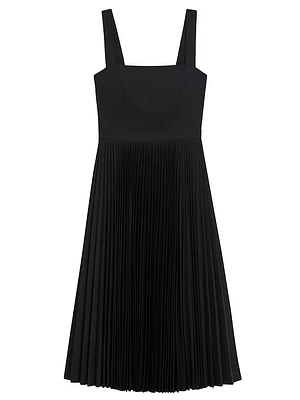 Pleated Sleeveless Midi-Dress