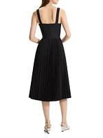 Pleated Sleeveless Midi-Dress