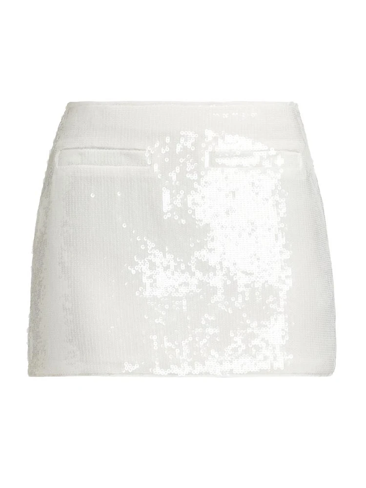 Sequin Welt Pocket Miniskirt