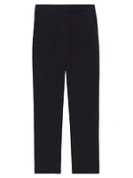 High-Rise Cotton-Blend Straight Crop Pants