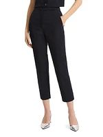 High-Rise Cotton-Blend Straight Crop Pants