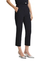 High-Rise Cotton-Blend Straight Crop Pants