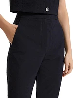 High-Rise Cotton-Blend Straight Crop Pants