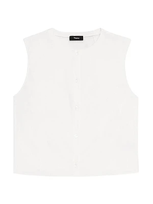 Sleeveless Cotton-Blend Crop Shell Top