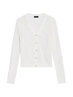 Pointelle Knit Button-Front Cardigan