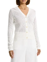 Pointelle Knit Button-Front Cardigan